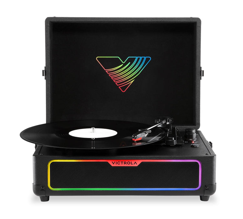 Victrola Journey Glow Illuminated Briefcase Record Player – Black (VSC-700SB-BLK)
