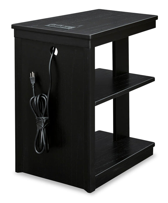 Julian 16” Contemporary Chairside Table with USB Ports - Black