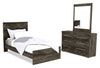 Riley 5pc Bedroom Set with Panel Bed, Dresser & Mirror, Made in Canada, Grey - Twin Size