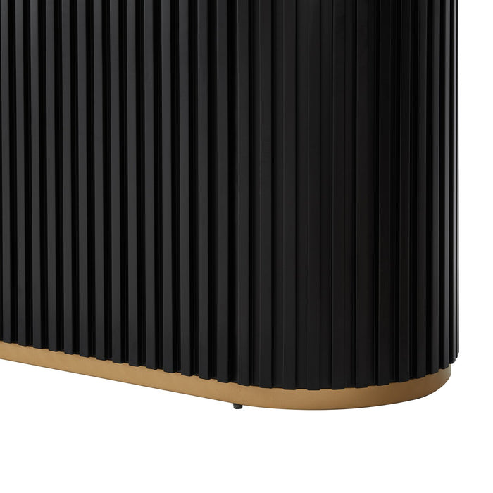 Kort & Co. Capri Dining Table with Marble-Look Top & Gold Accent, Pedestal Base, 72\"W - Black/White