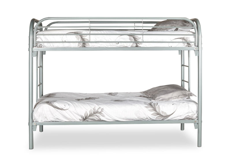 Logan Bunk Bed with Ladders & Guard Rail for Kids, Grey Metal - Twin/Twin