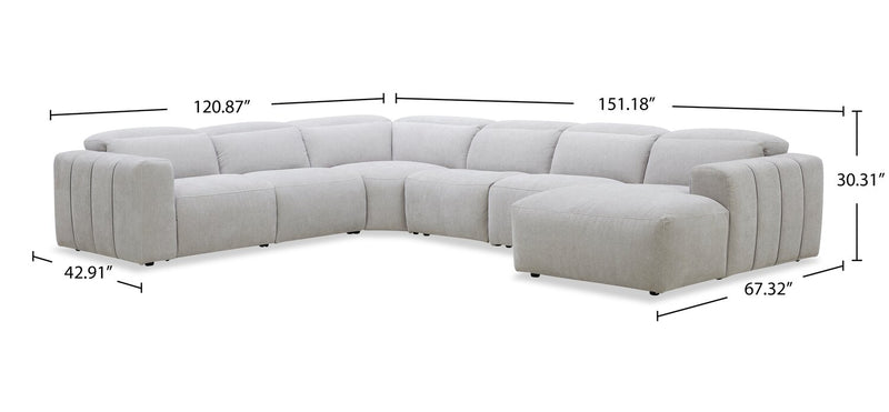 Presidio 6-Piece Right-Facing Power Reclining Sectional – Powder
