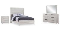 Haven 6pc Bedroom Set with Panel Bed, Dresser, Mirror & Nightstand, White - Queen Size 