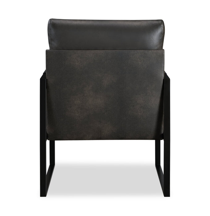 Nico 24.75\" Faux Leather Accent Chair with Metal Legs - Dark Grey