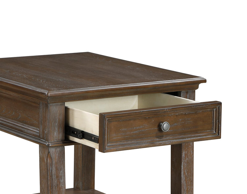 Weston 24” Traditional End Table with Storage and USB Port - Brown Elm