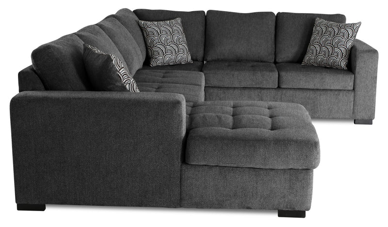 Made in Canada Legend 4-Piece Left-Facing Chenille Fabric Sleeper Sectional with Storage Chaise - Pepper Grey