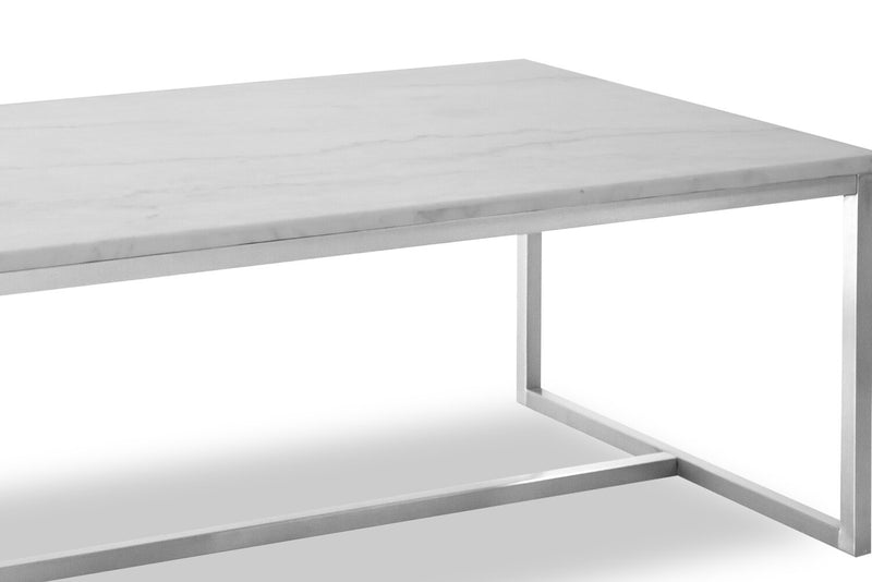 Sampson 46\" Modern Marble Coffee Table - White