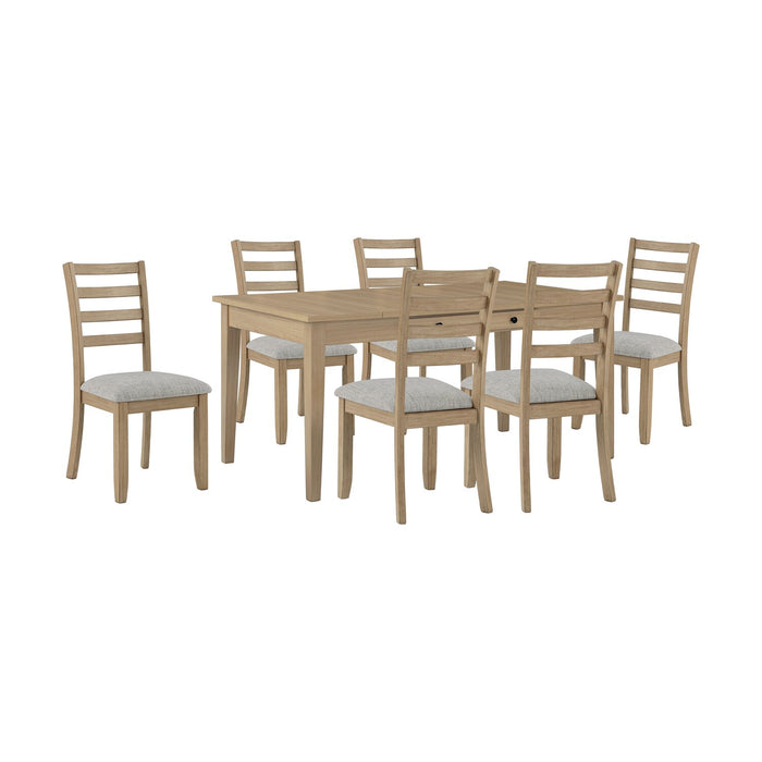 Cove Dining Chair with Cushion Fabric Seat, Ladder-Back – Natural/Grey