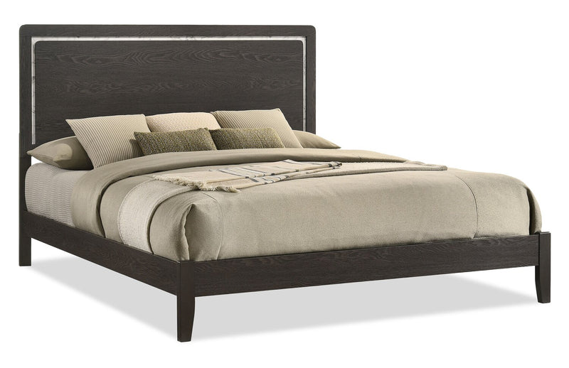 Sable 6pc Bedroom Set with Bed, Dresser, Mirror & Nightstand, Dark Grey - King Size