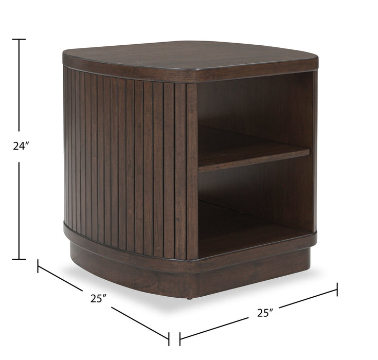 Vernon 25” Modern Solid Wood End Table with 2 Shelves - Dark Brown