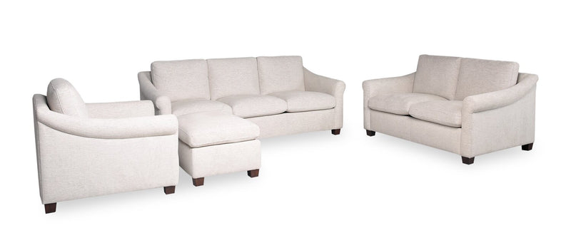 Mallie 84\" Chenille Fabric Sofa with Rolled Arms and Wood Legs - Shell White