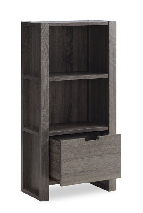 Oscar Owen 22.5\" 2-Shelf Bookcase with File Drawer - Grey