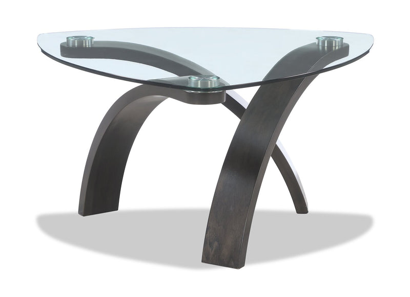 Jorja 34.75\" Modern Glass Top Coffee Table - Brown with Bentwoood Legs