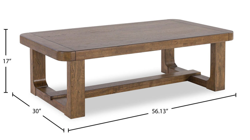 Gideon 56” Solid Wood Country-Style Coffee Table - Brown