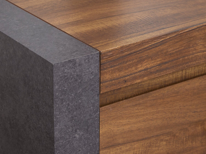 Scott Living Dante Bedroom 4-Drawer Chest with Storage Cabinet, 46\"W x 45\"H - Brown