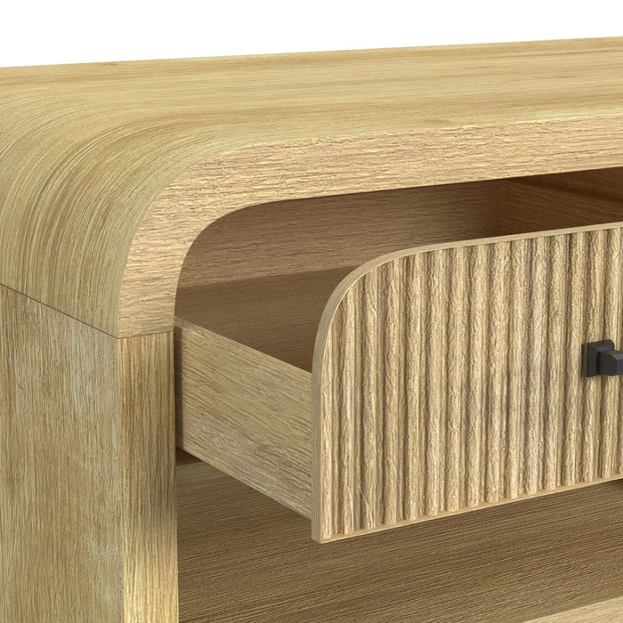 Scott Living Lenore 48” Modern Coffee Table with Storage, Shelf and Casters - Natural