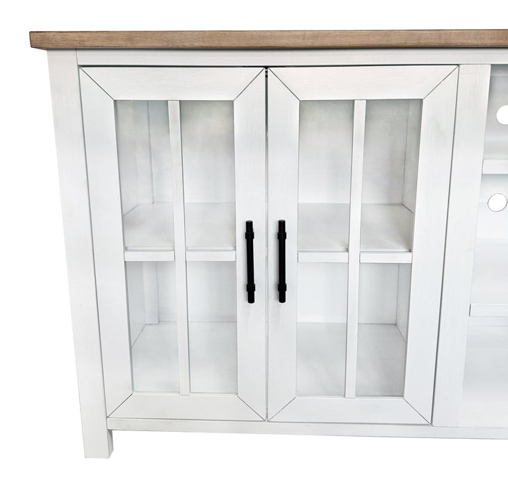 Sterling 95.83\" Modern TV Stand with Storage and Cable Management for TVs up to 100\" – Brown & White