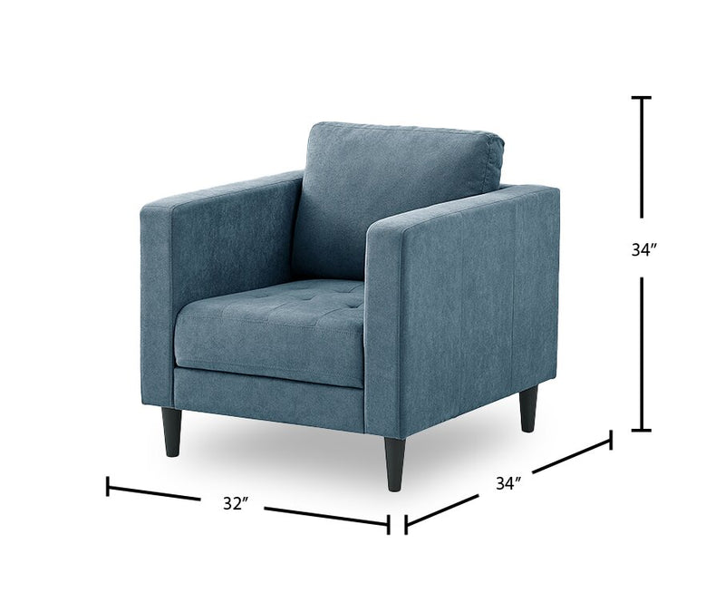 Metro 32\" Fabric Chair with Tufted Seat Cushion and Reversible Back Cushion - Denim Blue