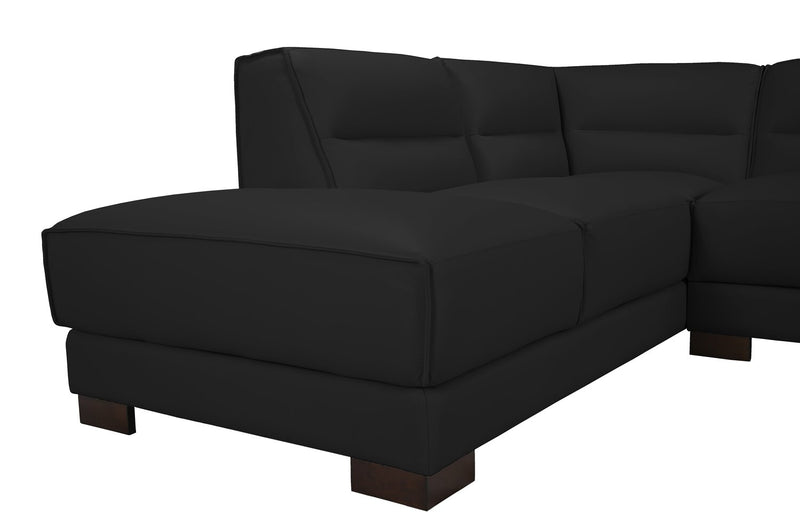 Citadel 2-Piece Left-Facing Top-Grain Genuine Leather Sectional with Wood Legs - Black