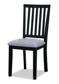 Bryn Dining Chair with Fabric Seat, Slat-Back - Black 