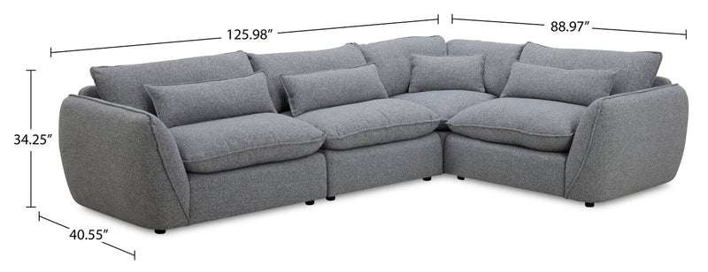 Monaco 4-Piece Sectional - Grey