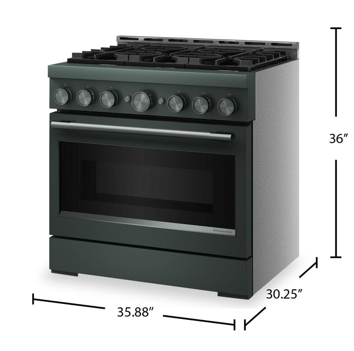 KitchenAid 36\" 5.1 Cu. Ft. Gas Range with No Preheat Air Fry Mode – Juniper - KFGS936SJP