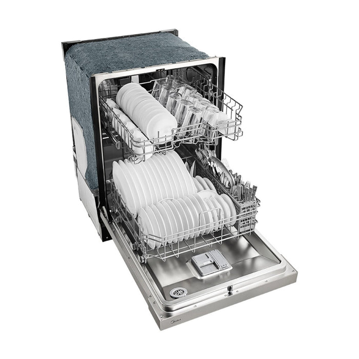 Midea 24\" Front-Control Dishwasher with Interior Light - MDF24P2BST