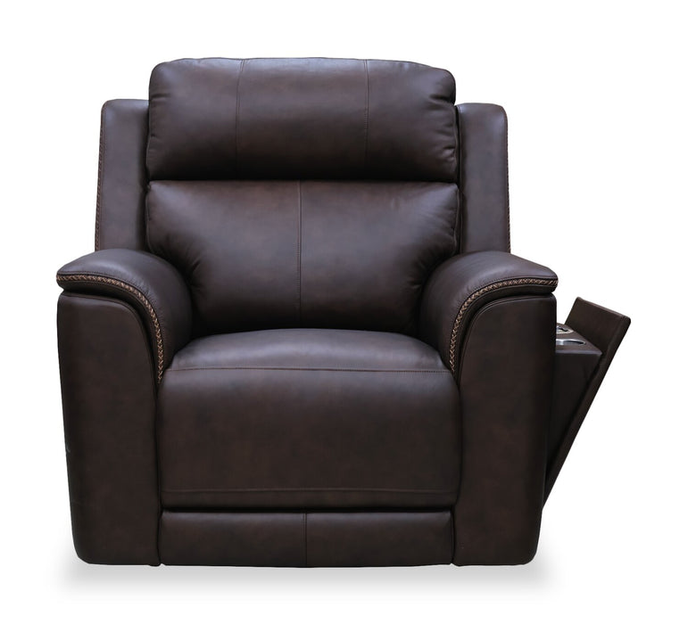 Vibe 40\" Genuine Leather Massage Power Reclining Chair with Immersive Audio and Power Headrests - Brown