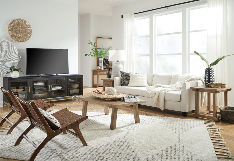 Cresset 84” Modern Solid Wood TV Stand with Storage and Cable Management for TVs up to 90\" - Coffee Bean