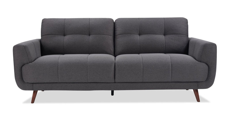 Brook 84\" Fabric Sofa with Tufted Cushions – Charcoal