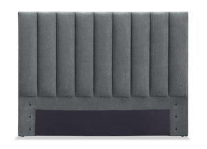 Amos Upholstered Headboard in Charcoal Fabric, Channelled - Queen Size