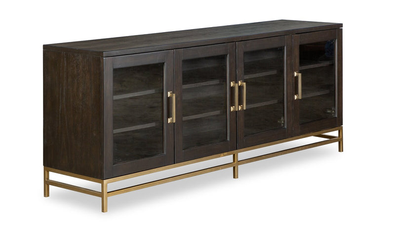 Cresset 70” Modern Solid Wood TV Stand with Storage and Cable Management for TVs up to 75\" - Coffee Bean