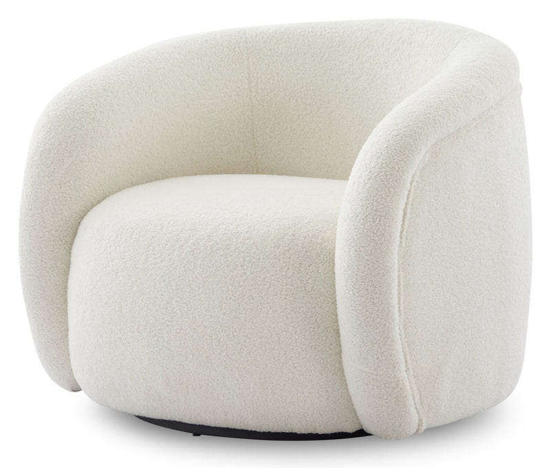 Solo 31.1\" Sherpa Fabric Curved Accent Chair - Ice Cream 