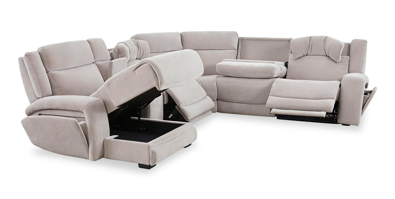 Shaquille O’Neal Home Legacy 6-Piece Left-Facing Power Reclining Sectional with Shaq-o-pedic Comfort - Grey 