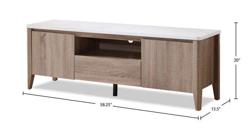 Carlton 58.25\" Modern TV Stand with Storage for TVs up to 65\"- Dark Taupe