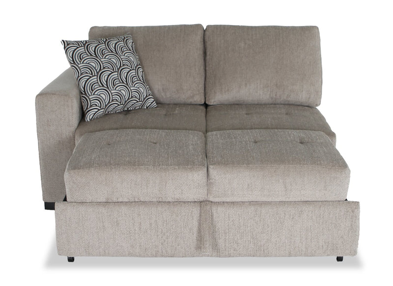 Made in Canada Legend 2-Piece Right-Facing Chenille Fabric Cuddler Sleeper Sectional - Platinum Beige