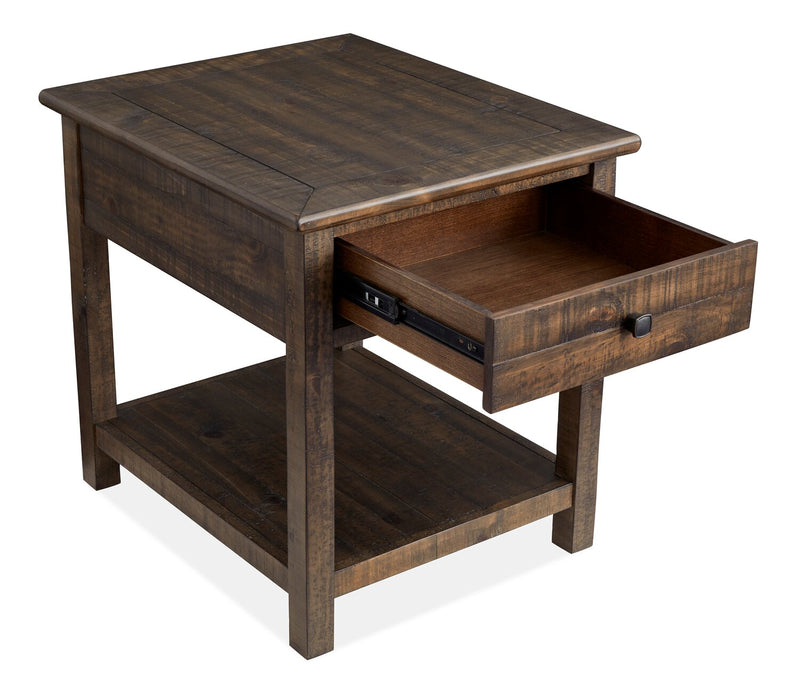 Edwin 22” Country Pine End Table with Storage - Homestead Brown