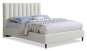 Kort & Co. Rain Upholstered Platform Bed in Taupe Fabric, Tufted - Full Size