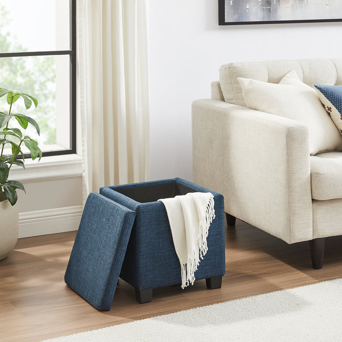 Ottawa 14.75\" Square Fabric Storage Ottoman - Navy