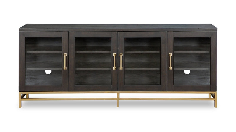 Cresset 70” Modern Solid Wood TV Stand with Storage and Cable Management for TVs up to 75\" - Coffee Bean