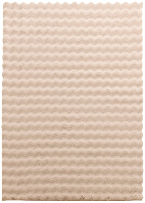 Faux Fur Bubble Taupe Area Rug with Memory Foam Backing - 5' x 7'