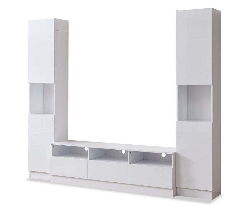 Celine 94.5\" 3 – Piece Entertainment Centre with Storage for TVs up to 58\" - White