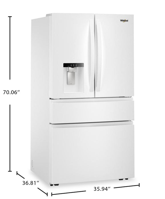 Whirlpool 36\" 29 Cu. Ft. French Door Refrigerator – White - WRMF3636SW