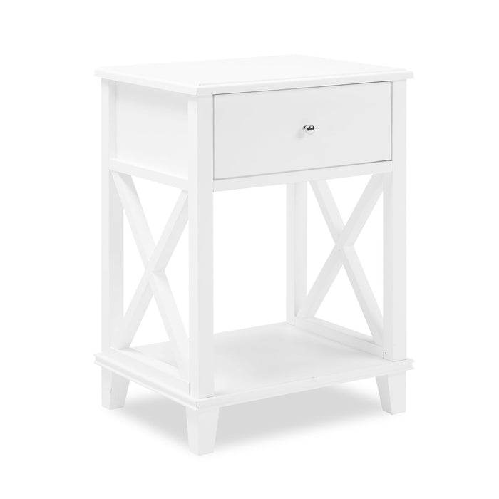 Elle Bedside 1-Drawer Nightstand, 18\"W x 25.75\"H - White