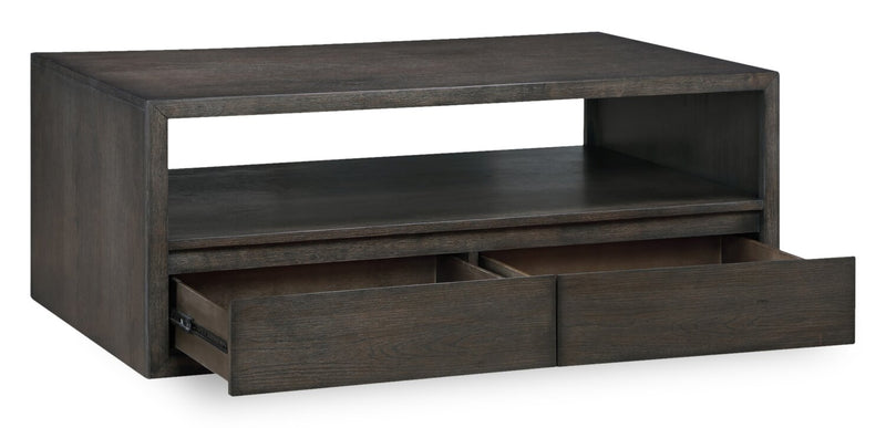 Zelda 48\" Coffee Table with Storage and Shelf – Warm Mocha
