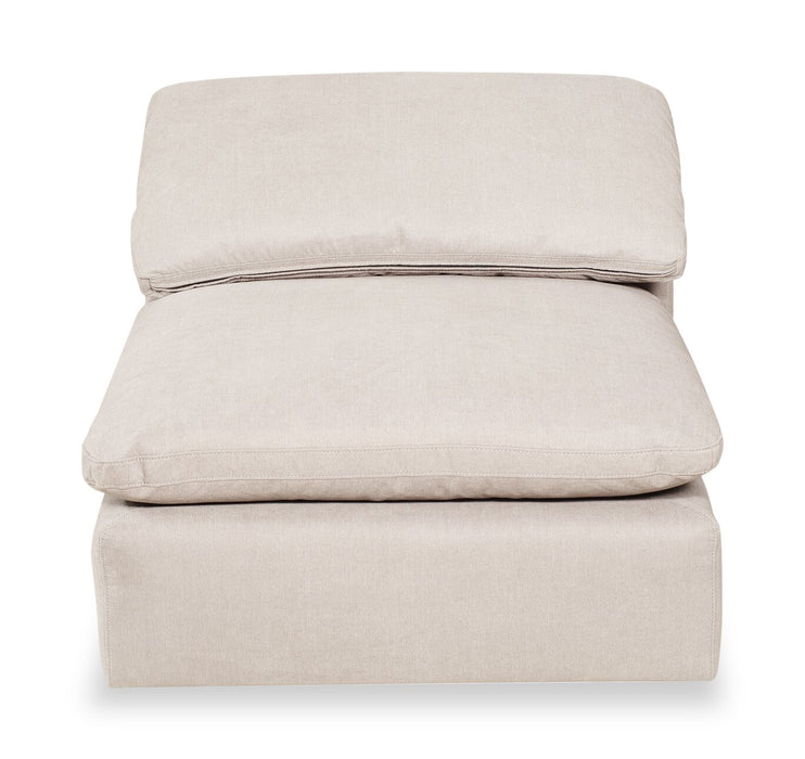 Eclipse Modular 6-Piece Linen-Look Fabric Sectional with Ottomans and Reversible Feather Down Cushions - Linen White