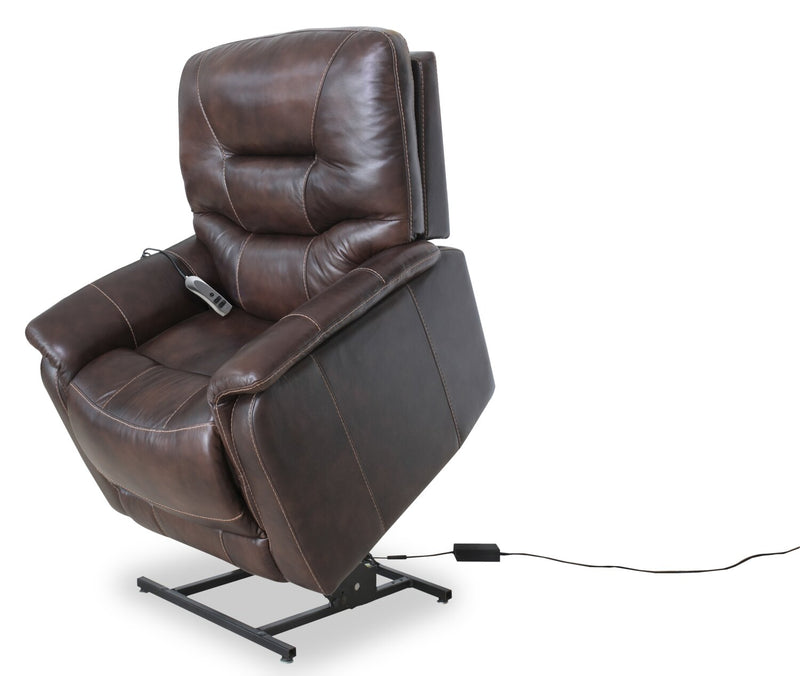 Parker 36\" Genuine Leather 3-Position Power Lift Reclining Chair - Brown