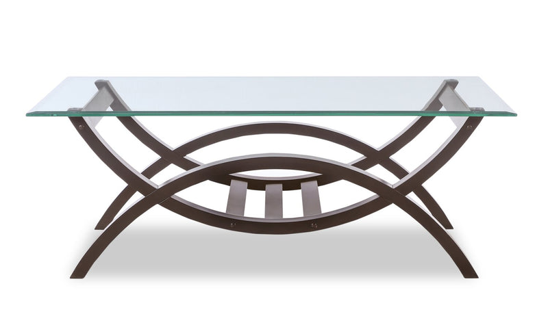 Ricci  48\" Modern Glass Top Coffee Table - Glass with Espresso Finished Legs