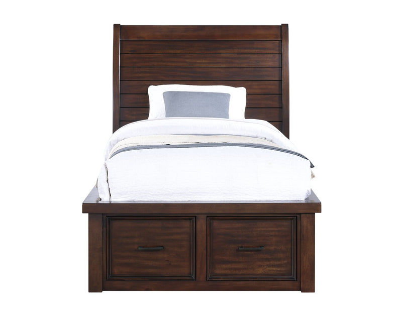 Sonoma Platform Two-Sided Storage Bed with Headboard & Frame, Mango Brown - Twin Size