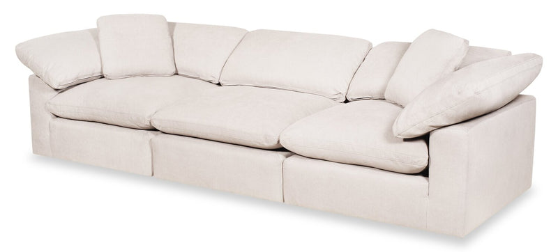 Eclipse Modular 124\" Linen-Look Fabric Sofa with Reversible Feather Down Cushions - Linen Beige